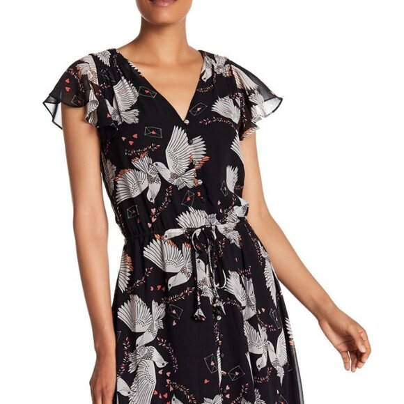 Rebecca Minkoff Rhoda Love Letter Dove Bird Dress Black 6 - Picture 1 of 6